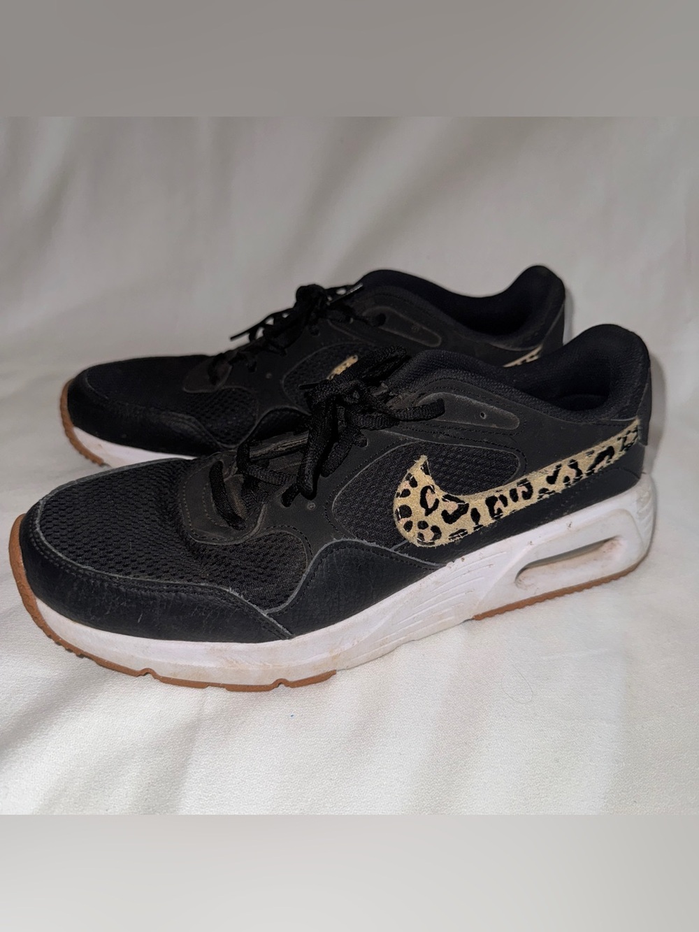 Black Athletic Sneakers with Leopard Swoosh - Nike